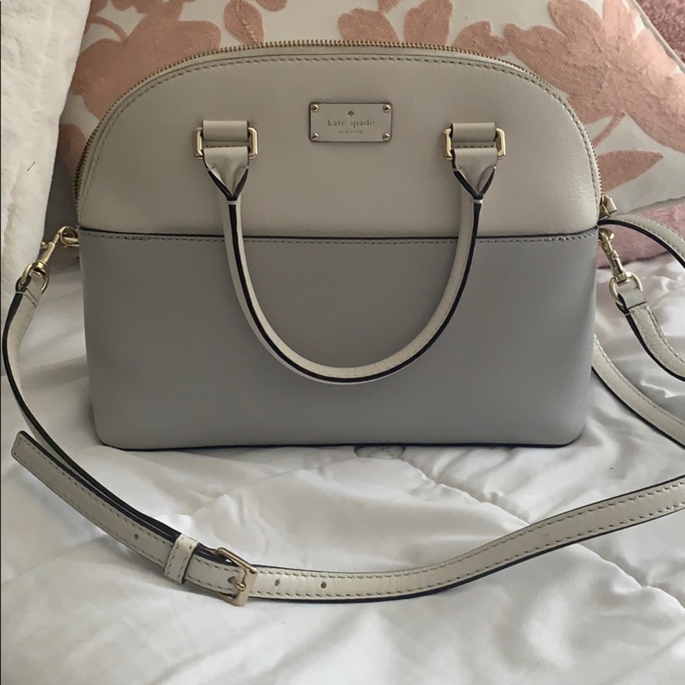 Kate Spade Dome Satchel Sylvia Gray and White